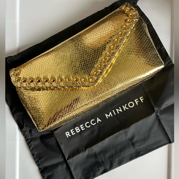 NWT Rebecca Minkoff Whip Convertible Clutch - Color Goldtone Reptile - Picture 2 of 5